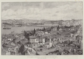Die Massaker in Konstantinopel, Blick auf die Stadt und das Goldene Horn